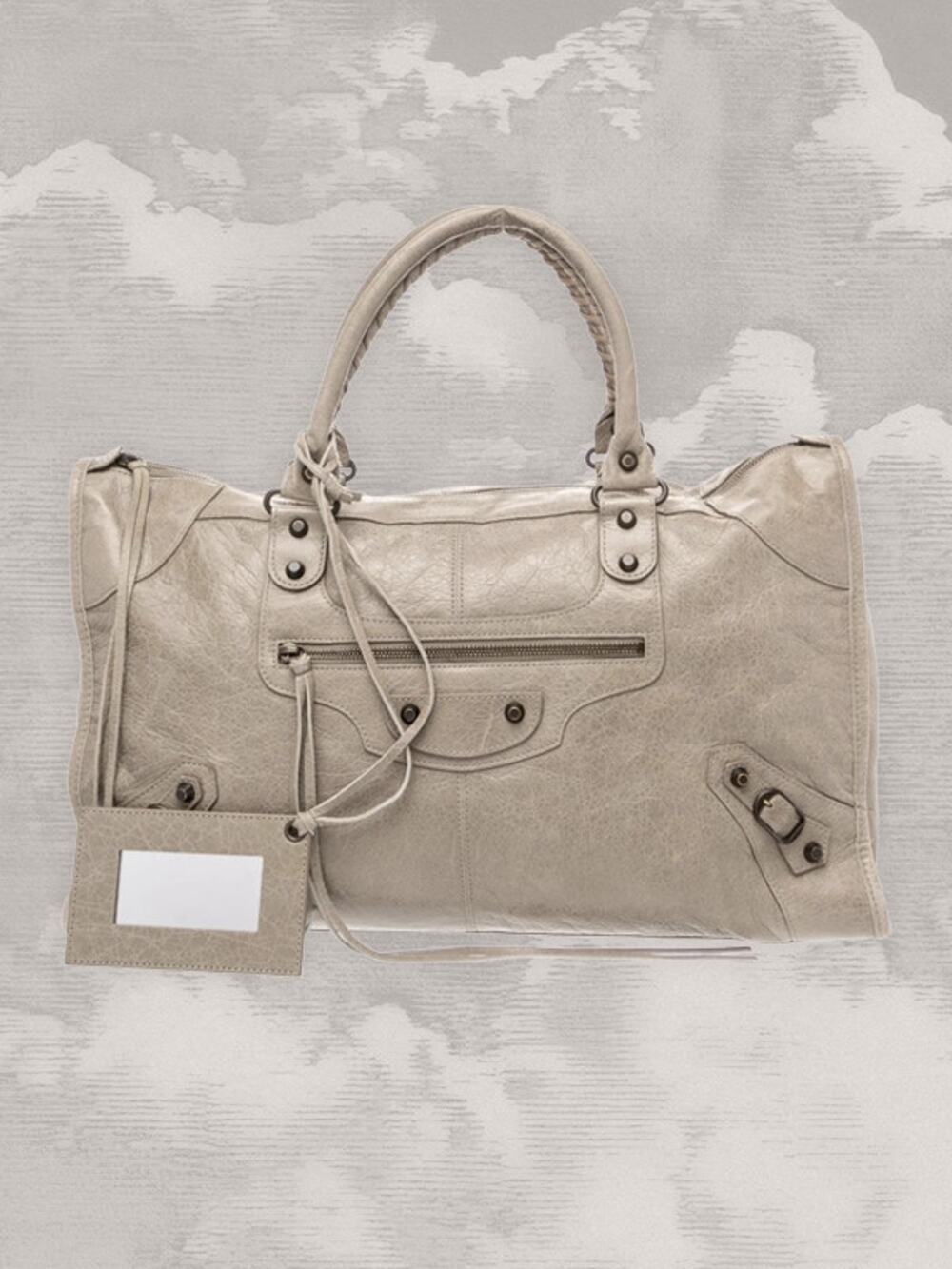 BALENCIAGA City Work Leather Motocross Classic Voyage Beige Tan Y2K